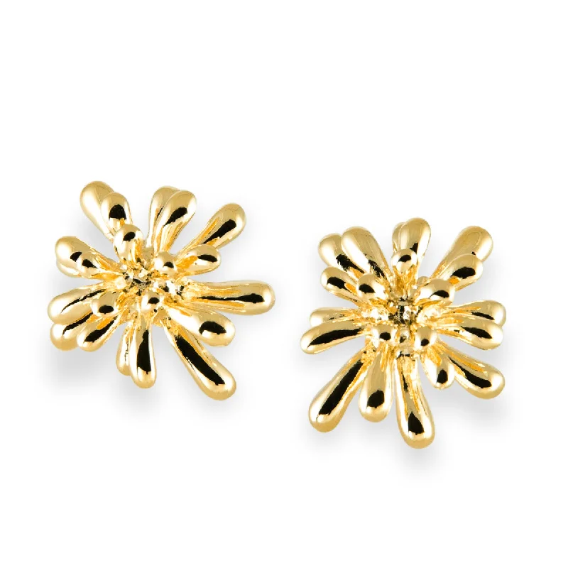 Ladies 18k gold earrings-Fireworks Earrings in 14K Gold