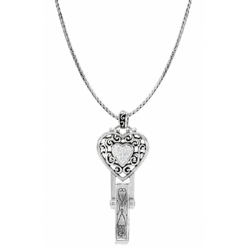 Ladies diamond necklaces-Reno Heart Badge Clip Necklace