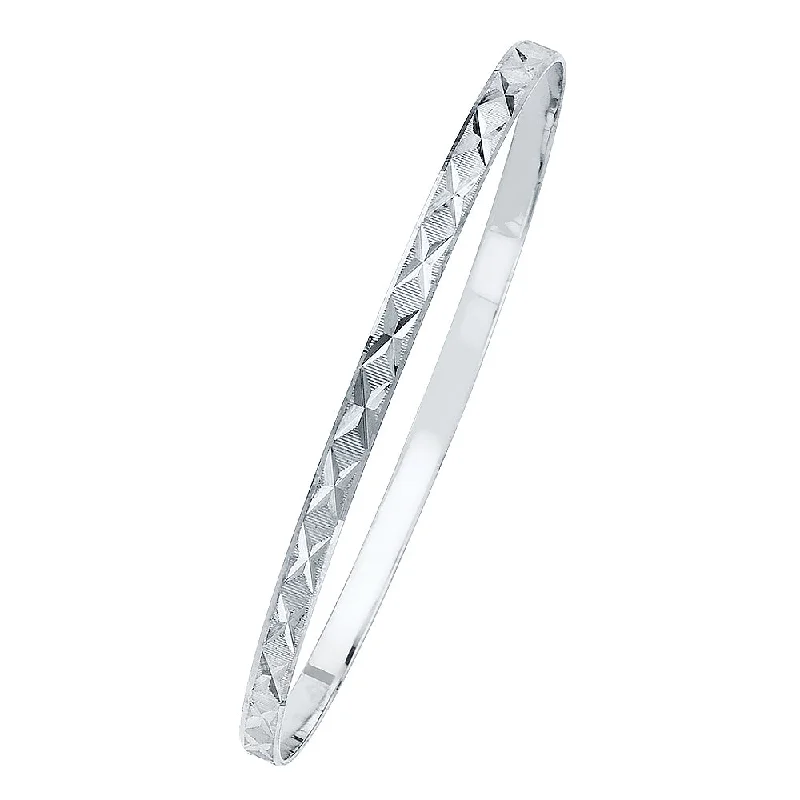 14K WHITE GOLD SOLID BANGLE