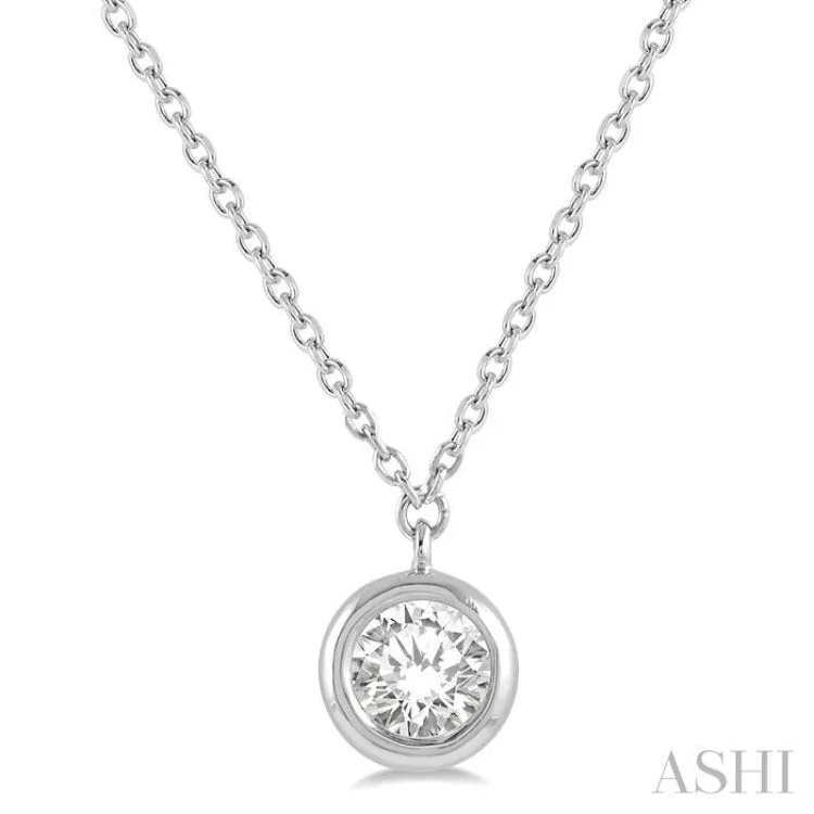 Ladies delicate necklaces-1/5 Ctw Round Cut Diamond Necklace in 14K White Gold