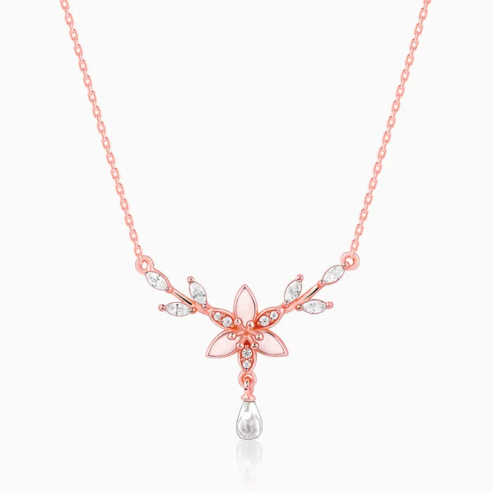 Ladies diamond pendant necklaces-Rose Gold One in a Trillium Necklace