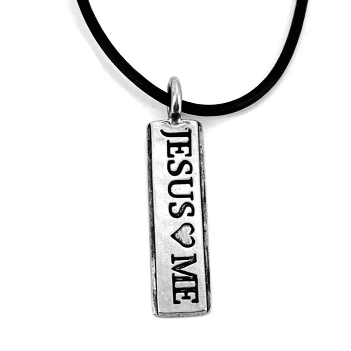 Ladies white gold necklaces-Jesus Loves Me Necklace