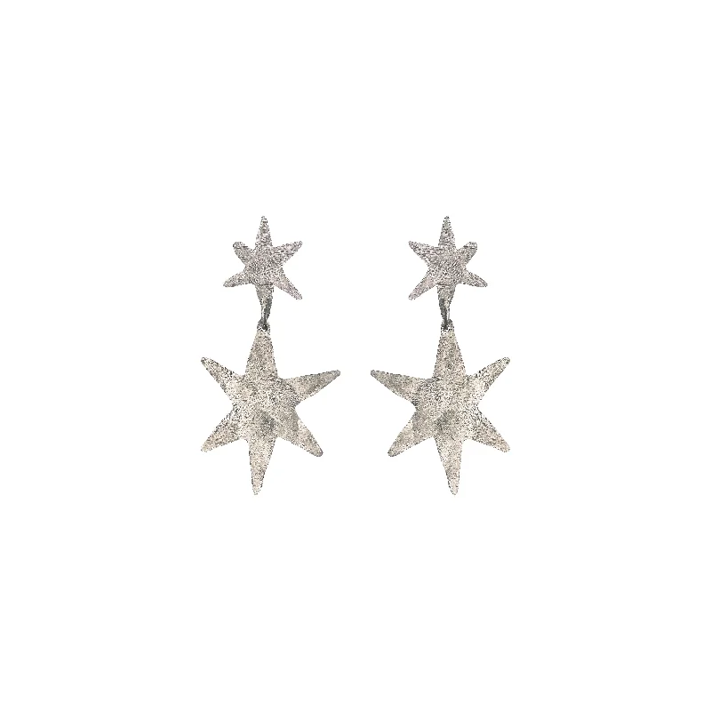 Ladies fashion earrings-Chrome Starlet Earrings