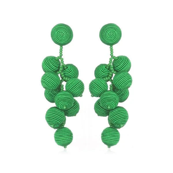 Ladies art deco earrings-Silk Gumball Green