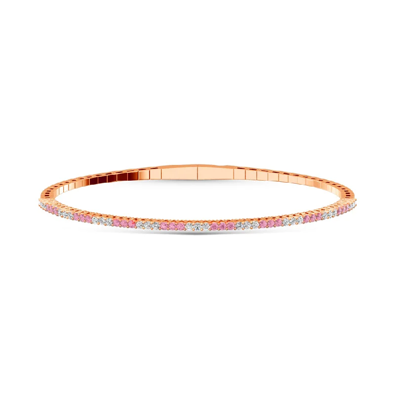 14K Rose Gold Lab Grown White and Pink Diamond 1 Ct.Tw. Flexi Bangle