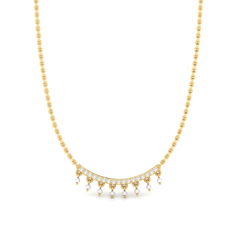 Ladies friendship necklaces-Gold Necklace of Joyful Radiance with Lab Grown Diamonds