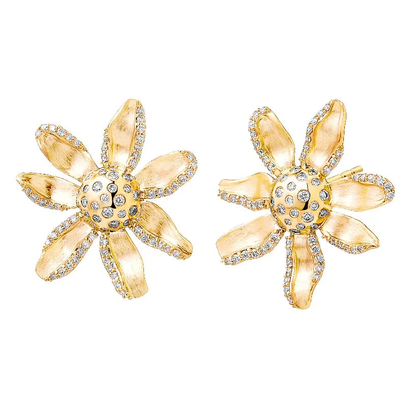 Ladies vintage earrings-Sunflower Stud Earrings