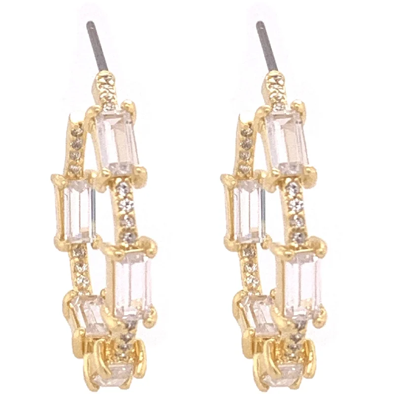 Ladies fringe earrings-Baguette Huggie