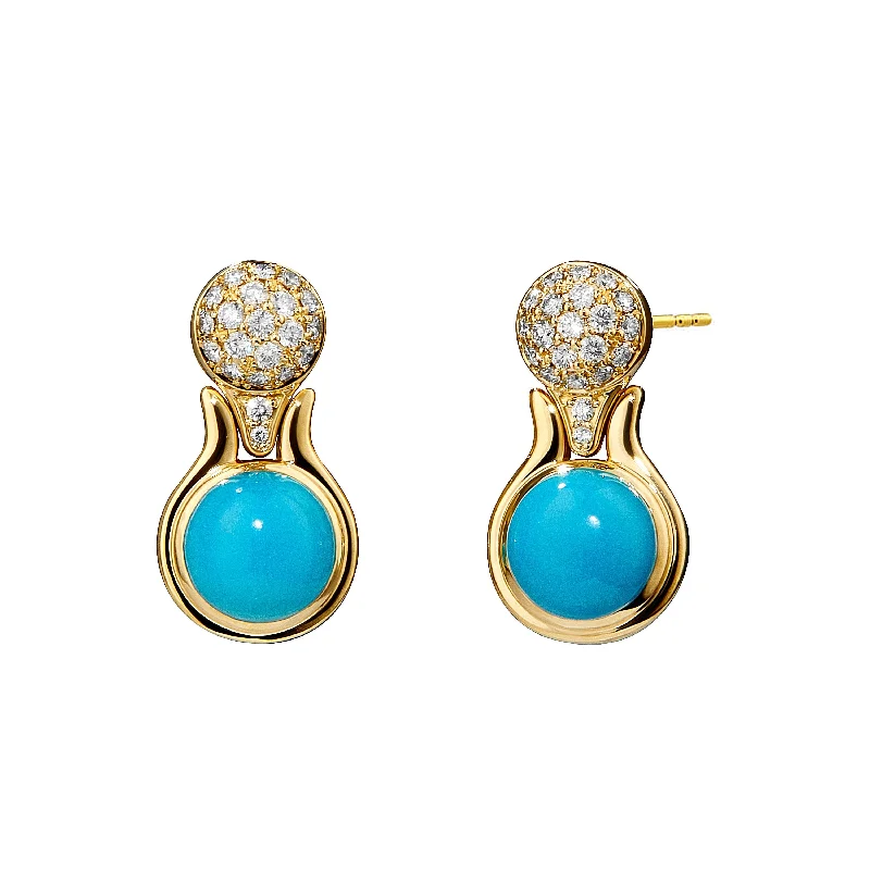 Ladies fashion earrings-Cabochon Drop Earrings