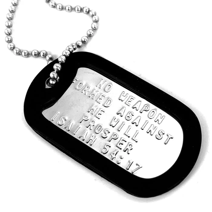 Ladies pendant necklaces-Nothing Formed Against Me Will Prosper Dog Tag Silencer Necklace