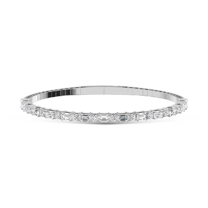 14K White Gold Lab Grown Diamond 3 Ct.Tw. Marquise and Round Shape Bangle