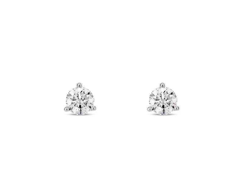 Ladies fashion statement earrings-10K White Gold 0.50ctw Round Diamond Solitaire Stud Earrings