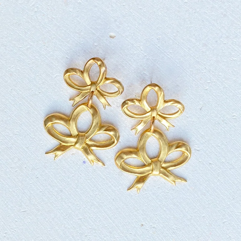 Ladies gold earrings-Galina Bow Earrings