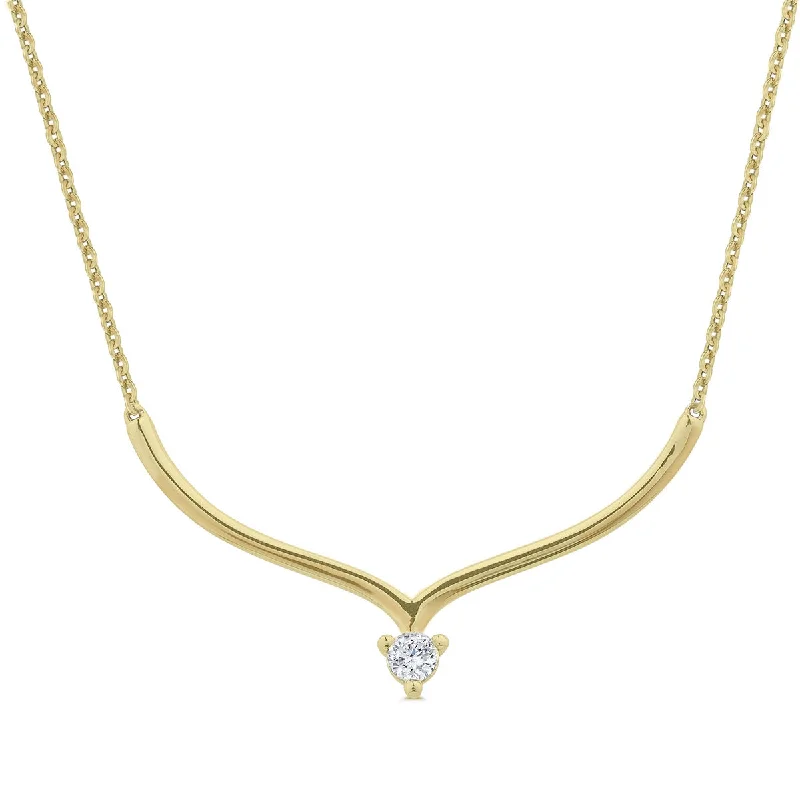 Ladies layered gemstone necklaces-Versatile-V Necklace in 14K Gold