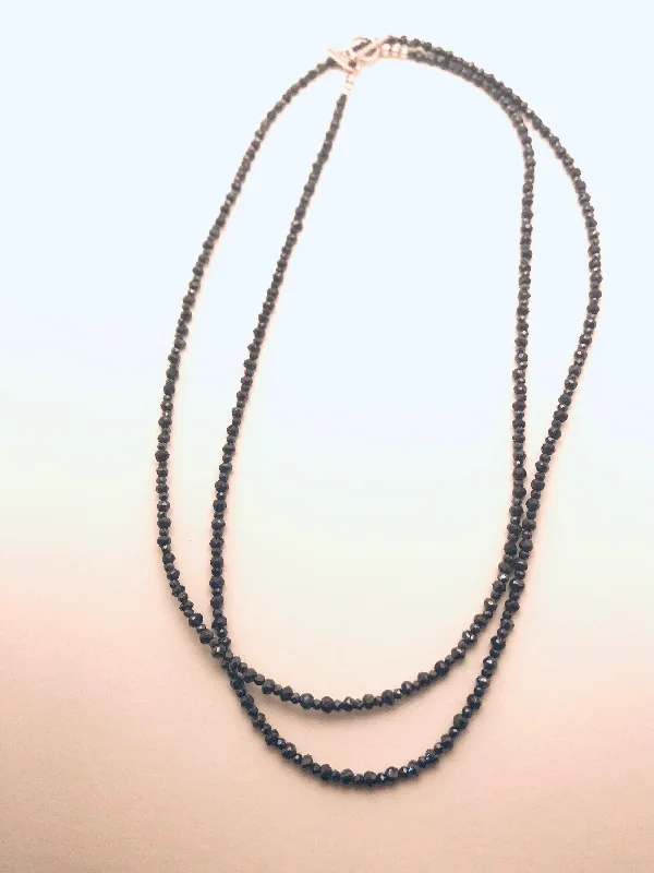 Ladies geometric necklaces-Mystic Black Spinel 2mm Hill Tribe Necklace