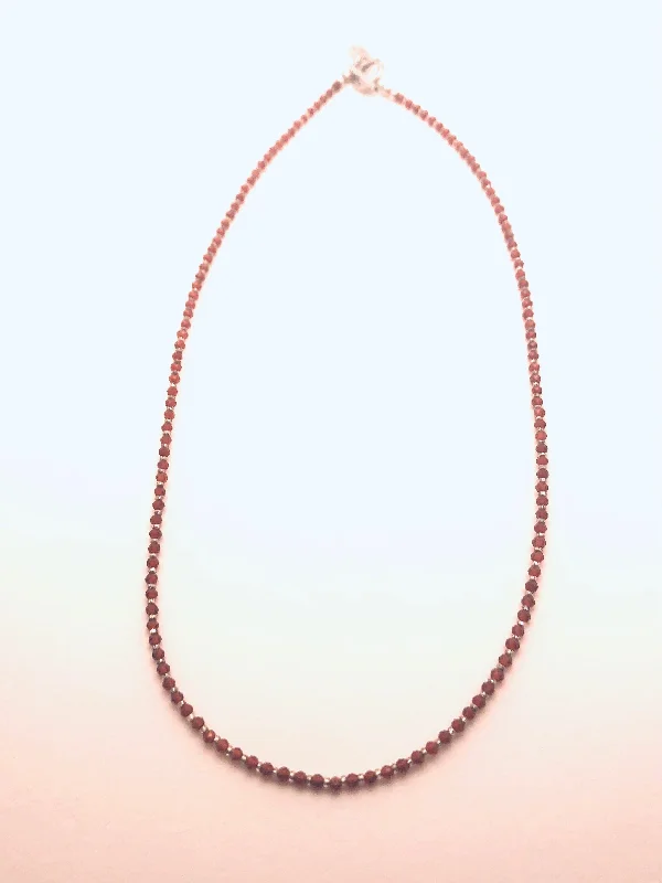 Ladies adjustable necklaces-Garnet and Hill Tribe Silver Necklace