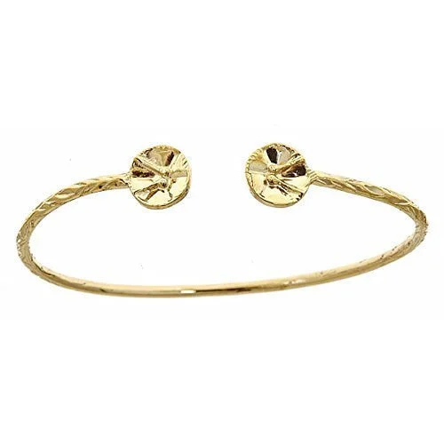 Better Jewelry 10K Yellow Gold West Indian Bangle w. Drum Ends