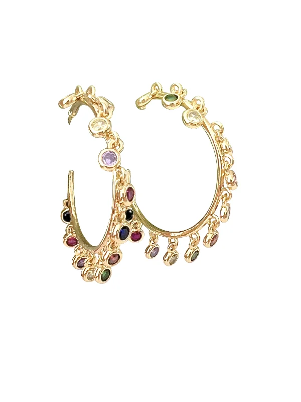 Ladies gold drop earrings-Shania Hoop