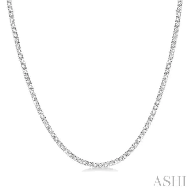 Ladies sapphire necklaces-5 Ctw Round Cut Diamond Tennis Necklace in 14K White Gold