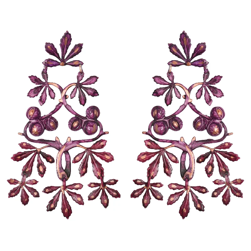 Ladies silver chandelier earrings-Plum Maraval Earrings