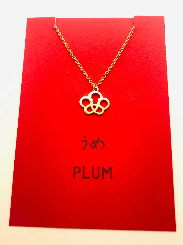 Ladies emerald necklaces-Plum in Hiragana Necklace