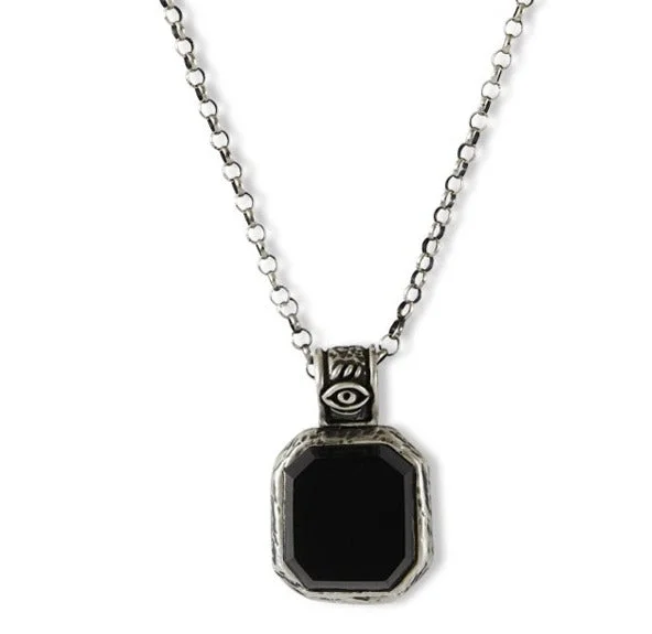 Ladies gemstone pendant necklaces-Third Eye & Onyx Necklace