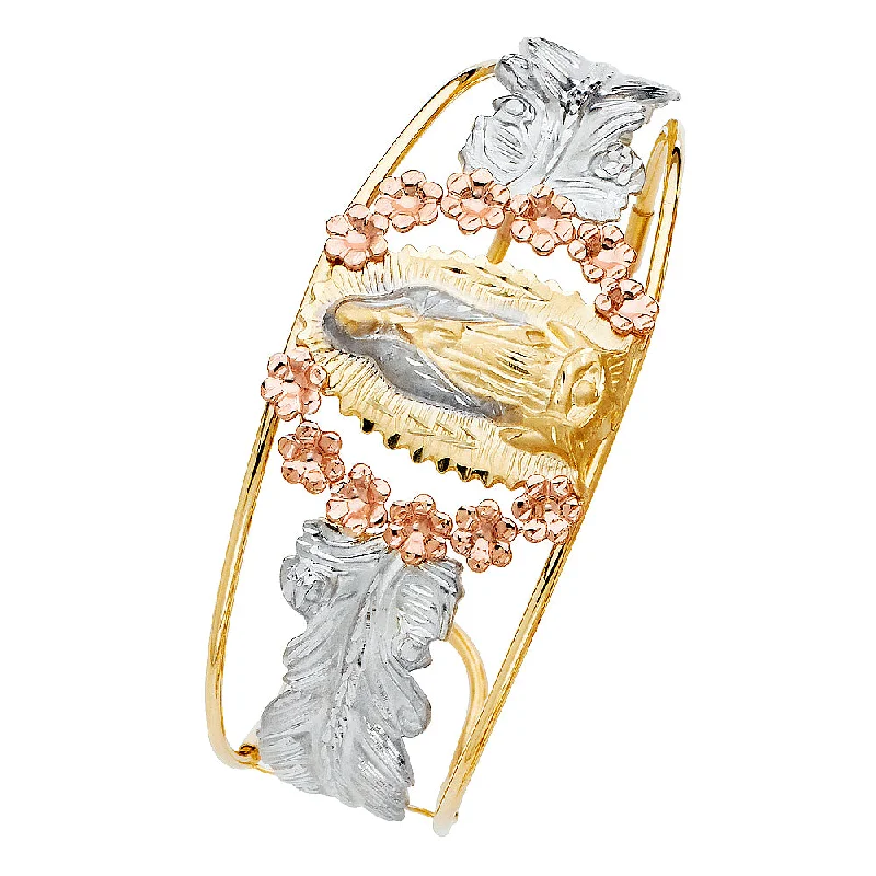 14K Our Lady of Guadalupe Cuff Bangle