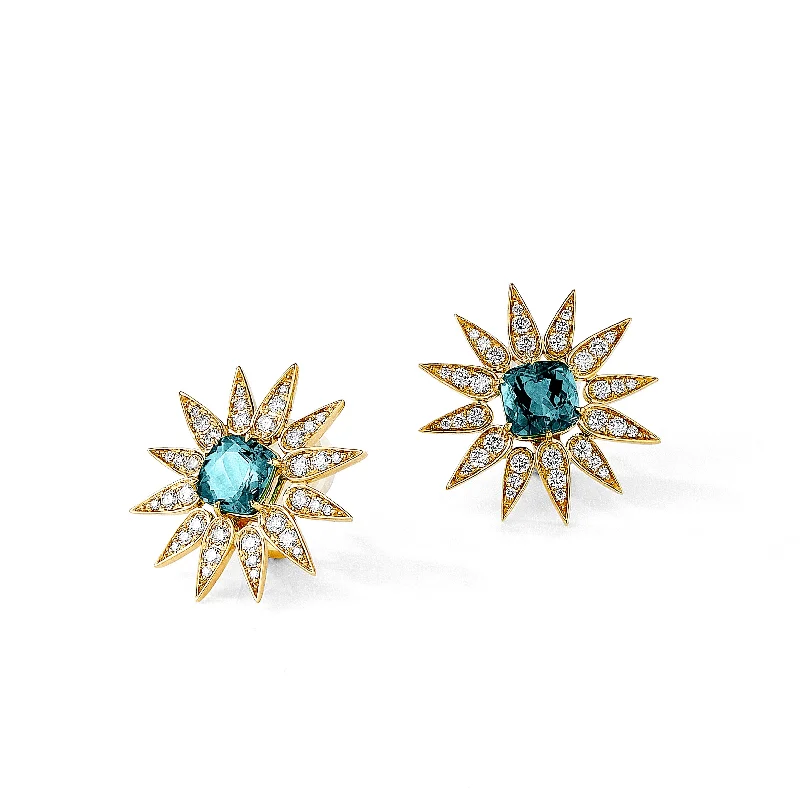 Ladies fashion statement earrings-Cosmic Sunburst Earrings