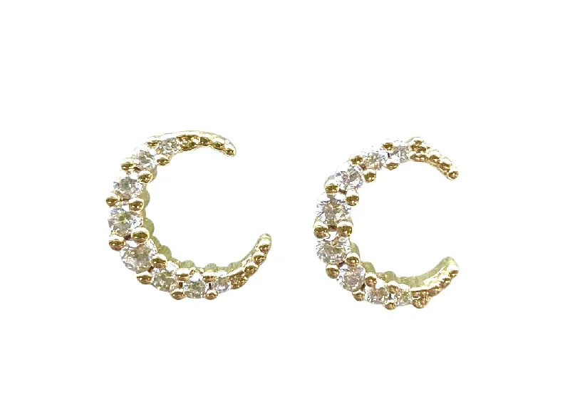 Ladies stud hoop earrings-Crescent Stud