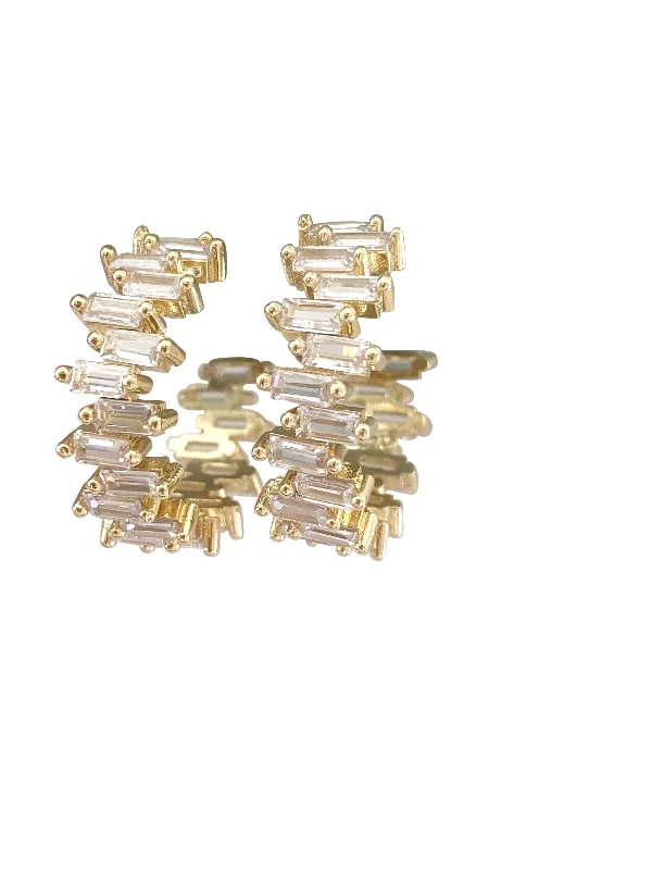 Ladies gold diamond earrings-Nova Earring