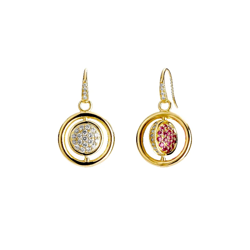 Ladies fancy gold earrings-Reversible Diamond Earrings