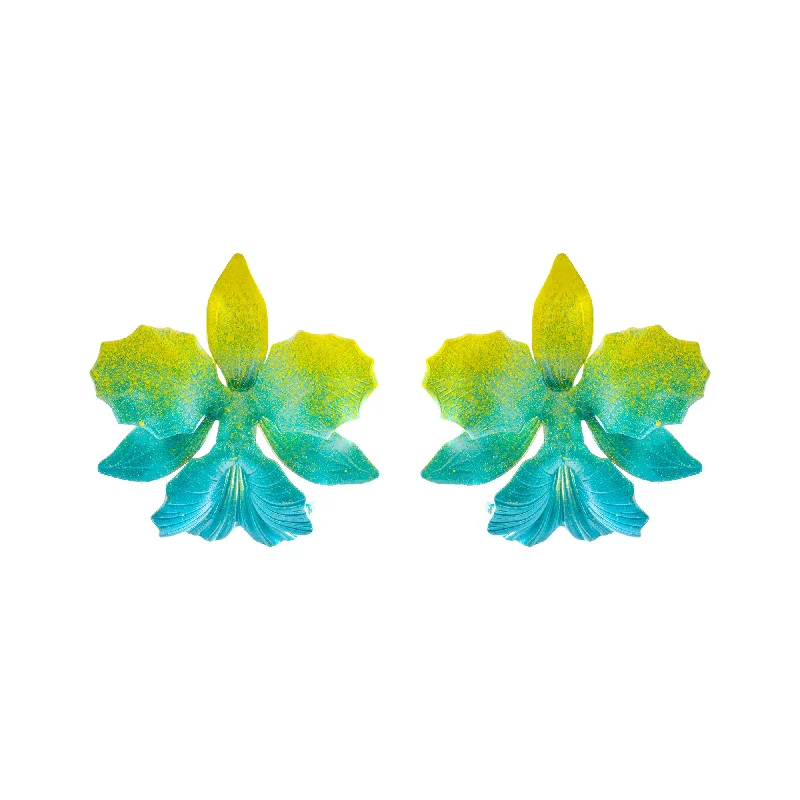 Ladies gold hoop earrings-Carib Laelia Orchid Studs