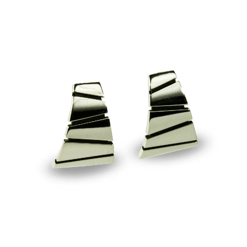 Ladies colored gemstone earrings-Trapezoid Earrings