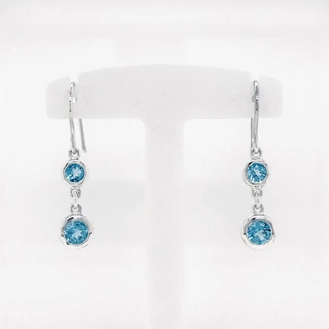 Ladies platinum earrings-Double Gemstone Drop Earrings