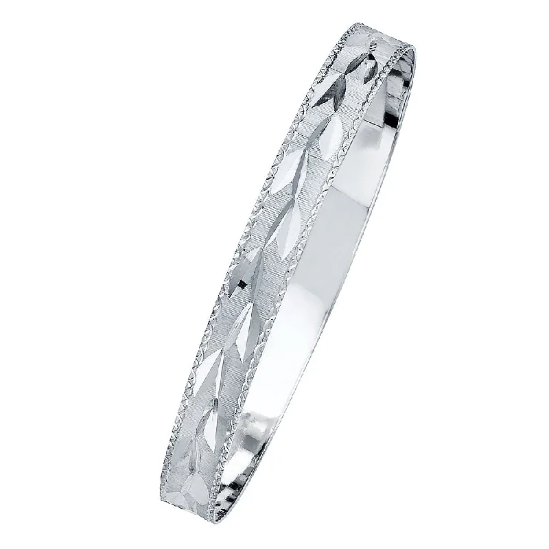 14K WHITE GOLD SOLID BANGLE