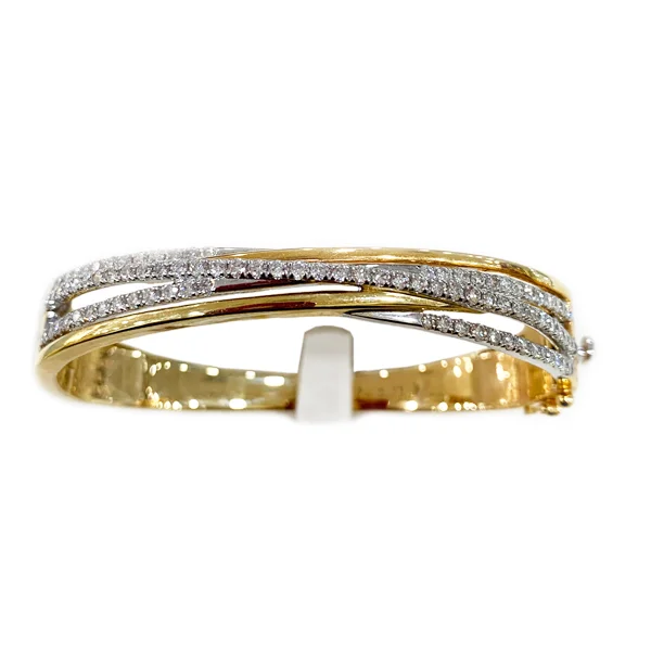 14k Two Tone Diamond Bangle