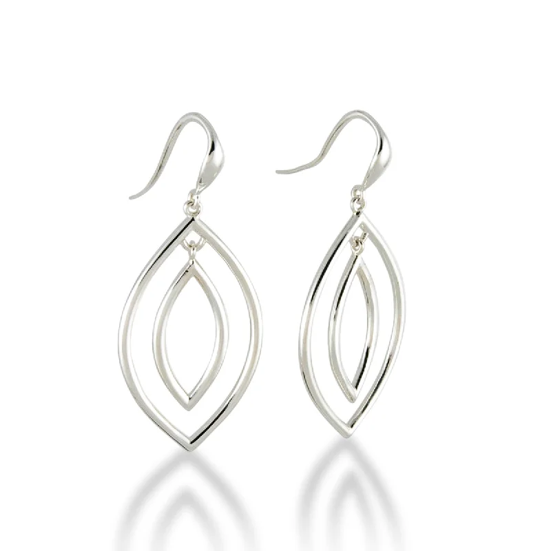 Ladies diamond drop earrings-Double Marquis Wire Drop