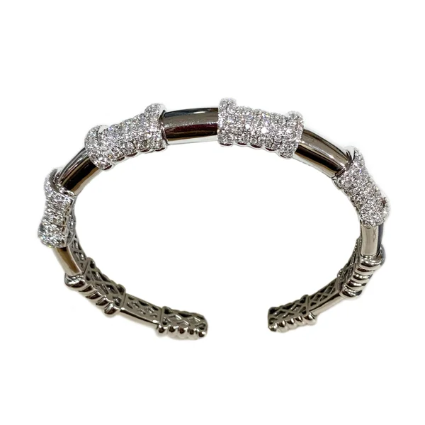 18k White Gold Diamond Cuff Bangle