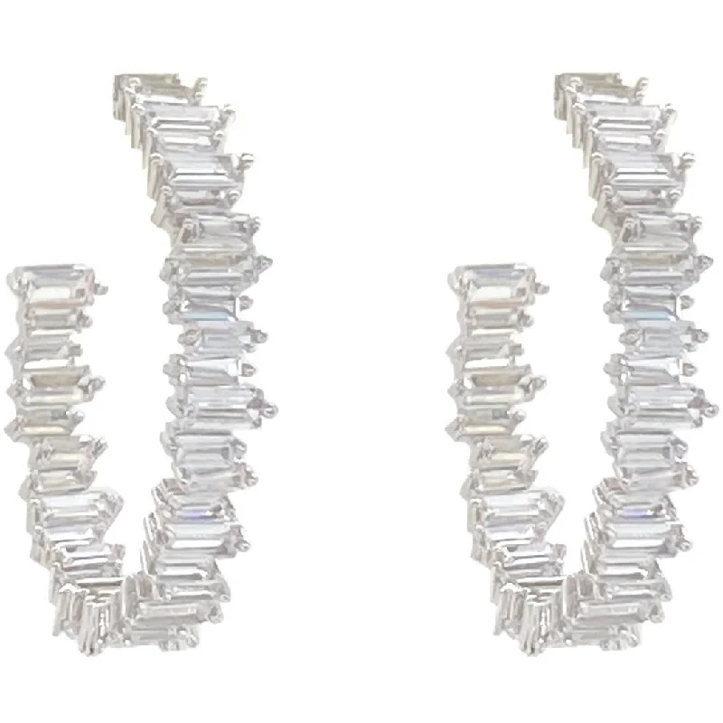 Ladies luxury earrings-Medium Baguette