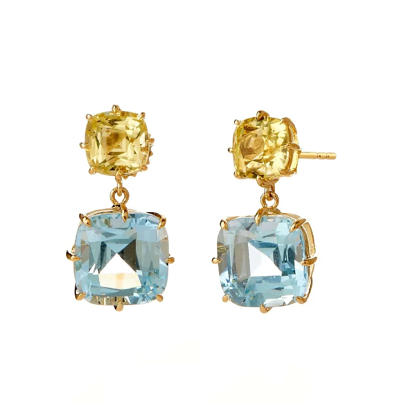 Ladies ear cuffs-Double Drop Cushion Earrings