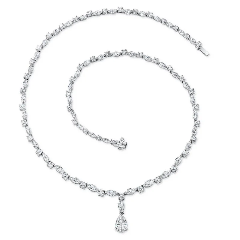 Ladies layered necklaces-Uneek Signature Collection Pear Shaped Diamond Drop Necklace