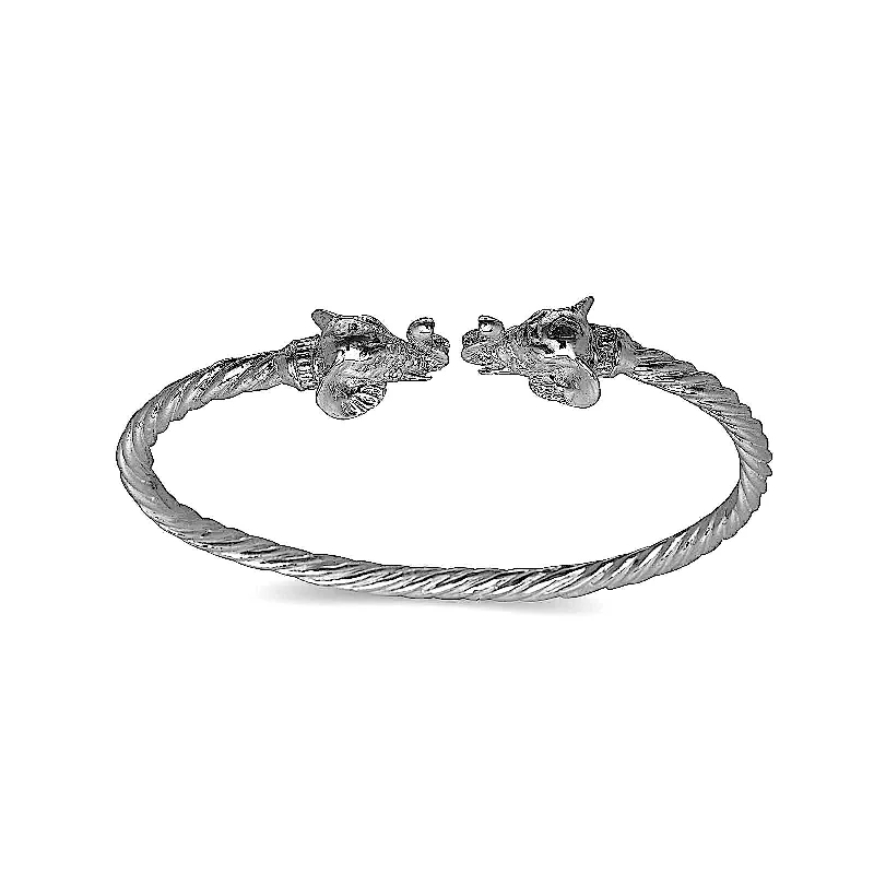 Better Jewelry Elephant ends coiled rope West Indian bangle .925 Sterling silver, 1 piece