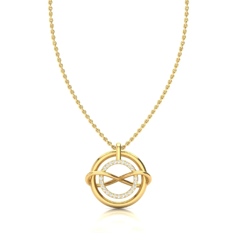 Ladies personalized charm necklaces-Infinity Knot Lunar Gold Necklace with Lab Grown Diamonds