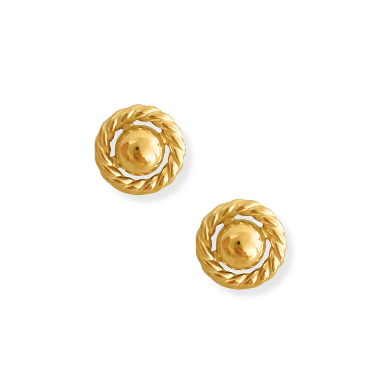 Ladies adjustable earrings-Twisted Round Button Earring