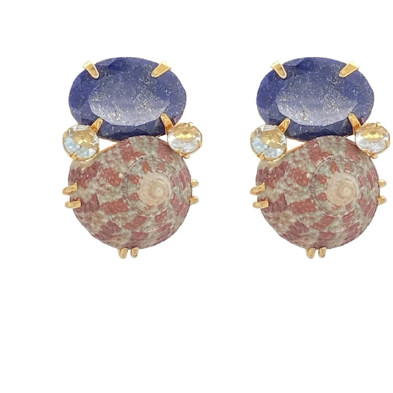 Ladies statement diamond earrings-Lapis Shell