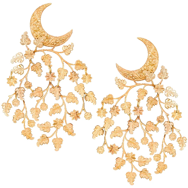 Ladies hoop drop earrings-Woven in Moonlight Earrings