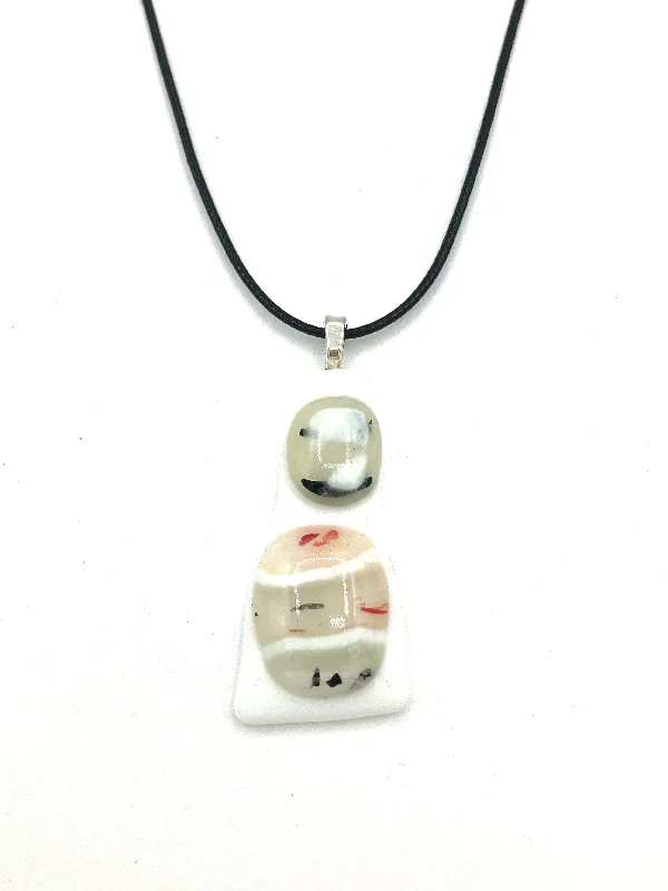 Ladies choker necklaces-Necklace with Fused Glass Pendant, Small Pendant, White