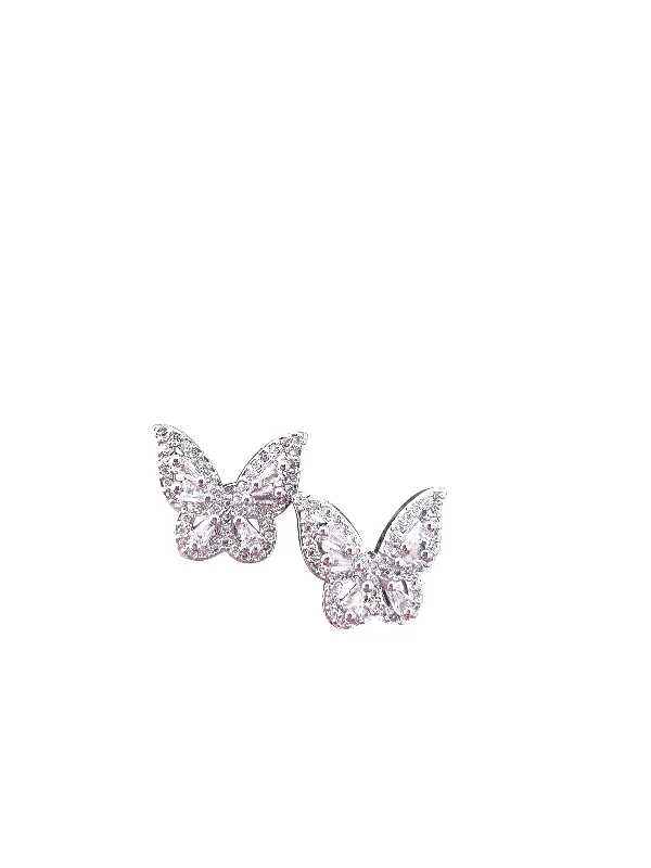 Ladies layered earrings-Bling Butterfly Earring