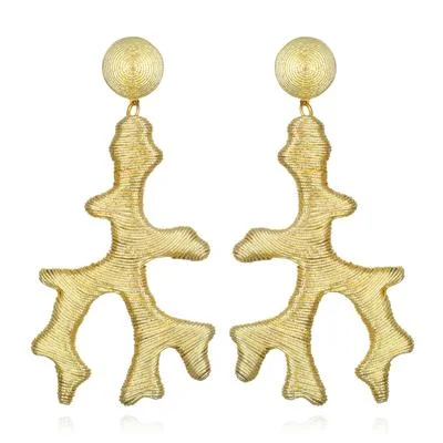 Ladies modern earrings-Seychelles Silk Coral Drop Earrings Gold