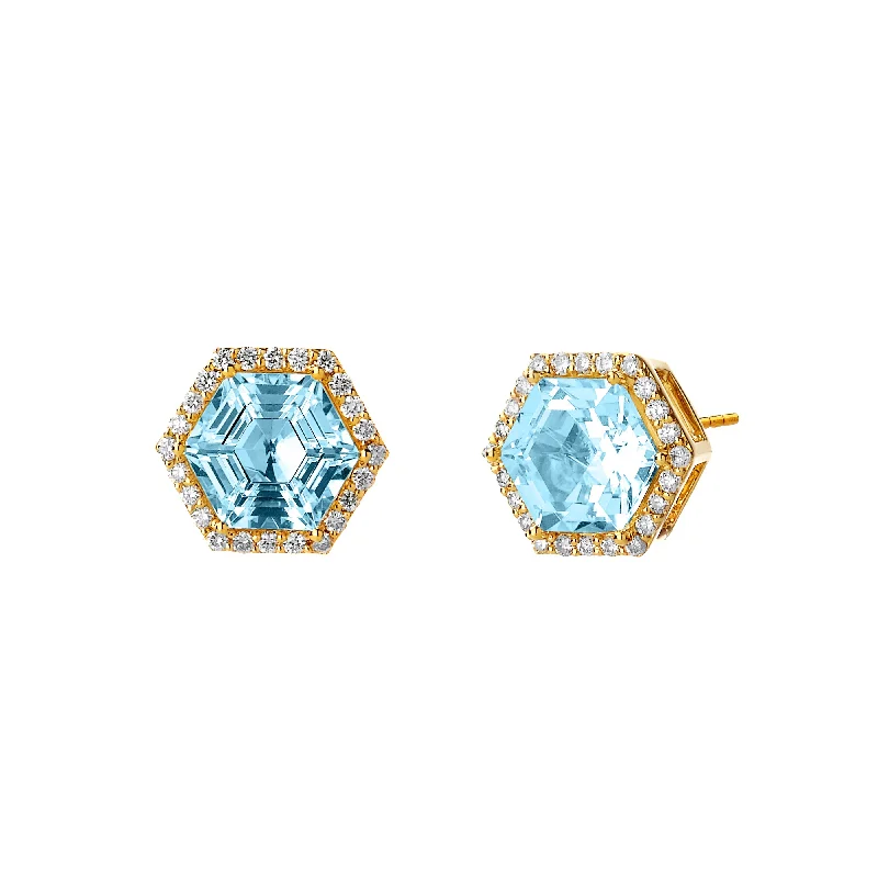 Ladies large dangle earrings-Hexagon Studs